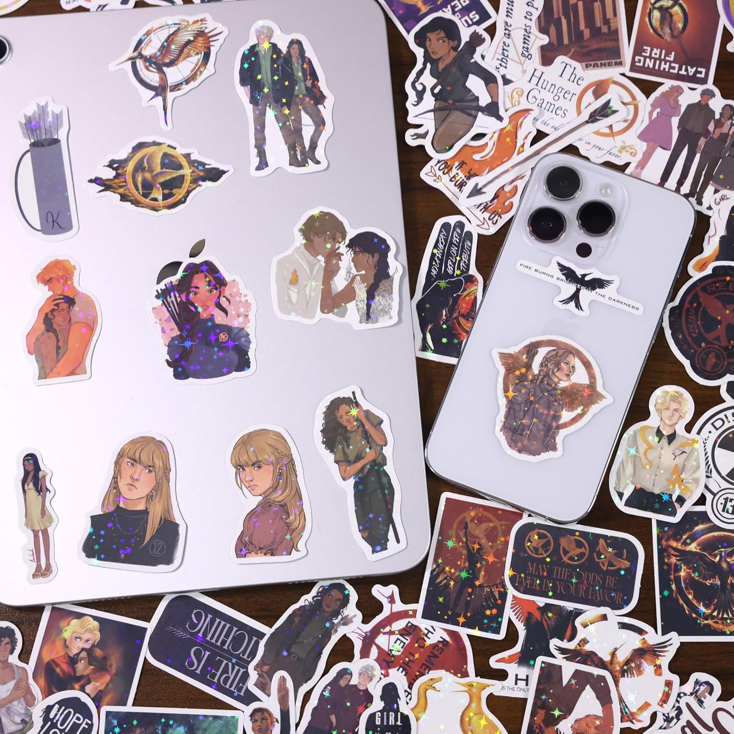 BAMAYSELF 129 Pcs Hungery Cartoon Movie Stickers Pack, Cool Holographic Game Stickers Waterproof Vinyl Glitter Stickers Decal for Teen Adult Girl Water Bottle Skateboard Notebook Phone